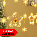 CORTINA DE LUCES CON ESTRELLAS Y FIGURAS NAVIDEÑAS.